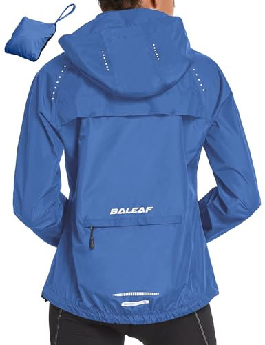baleaf Fahrradjacke Damen Regenjacke Wasserdicht Atmungsaktiv Wanderjacke Windbreaker Sommerjacke Outdoor Jacken Leichte Windjacke Trekking Regenjacke Radjacke Blau L