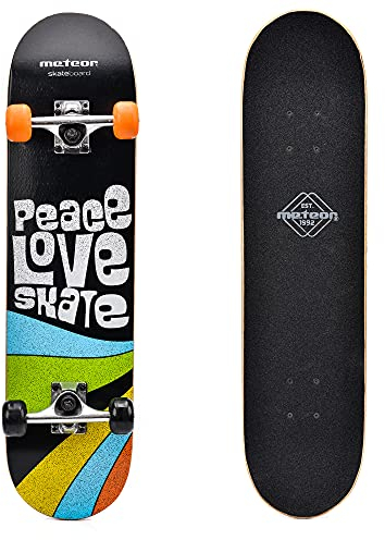 meteor Holz Skateboard Kinder - Mini Cruiser Kickboard - Skateboard Rollen Board Old School Holz Deck Retro Skateboard Jungen - Kinder Mini-Board