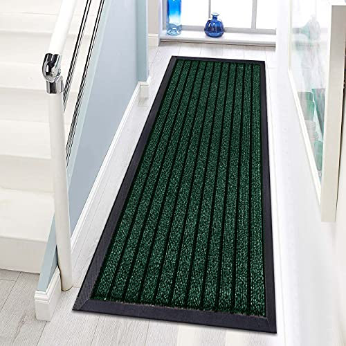 Waterproof Rubber Door Mat Outdoor - PVC Non Slip Backed Washable Dirt Grabber Mat Dog Muddy Paws Carpet Runner Rug for Kitchen Front or Back Door (Green, 50 x 90 cm (1 ft 8 in x 2 ft 11 in))