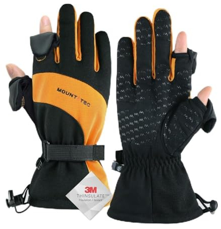 Mount Tec Flexibler Fotografie-Handschuh für Herren, wasserdicht, winddicht, Touchscreen-Handschuhe im Winter, orange / schwarz, Medium