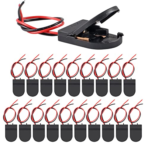 (Packung mit 20) cr2032 Batteriehalter Knopfzellenhalter, CR2032 Batteriehalter mit Schalter, 1 x 3V CR2032 Knopfzellenbatteriehalter mit Kabeln EIN Aus Schalter