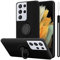 Cadorabo Hülle kompatibel mit Samsung Galaxy S22 Ultra Schutzhülle TPU Silikon Case Liquid Design mit Ring Slim Kratzfest Liquidsilikon Microfaser Case Hülle für Galaxy S22 Ultra in Schwarz