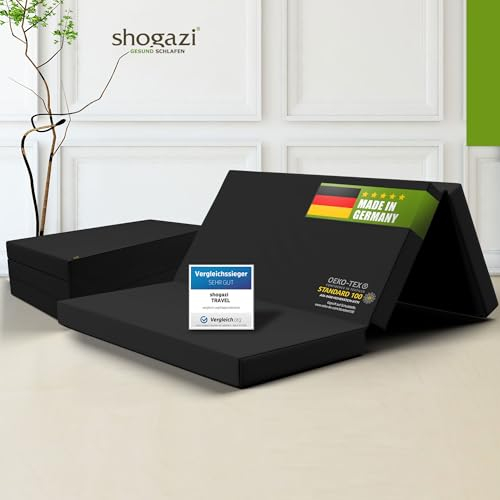 SHOGAZI Klappmatratze 140x190 x 12 cm, Gästematratze klappbar Made in Germany, Faltmatratze VERGLEICHSSIEGER, ultimativer Schlafkomfort, Orthopädischer Kaltschaum - Anthrazit