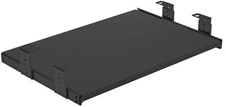 FIX&EASY Support coulissant Up&Down pour clavier ordinateur souris avec tablette tiroir 390X300mm noir mat décor, rails réglable en hauteur noir glissières 300mm avec verrouillage pour Laptop