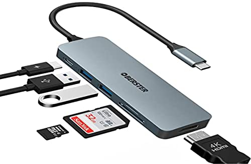 OBERSTER Hub USB C, 6 en 1 Adaptateur Multiport USB C avec Sortie HDMI 4K, 100W PD, 2 USB 3.0, SD/TF compatibles Ordinateur Portable, MacBook Pro/Air Surface Pro 8 et Autres Appareils de Type C