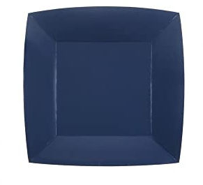 Santex - 10 Assiettes Carton Bio CARRÉES 18CM Bleu Marine