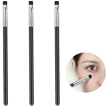 3 Stück Augenbrauenpinsel Eyeliner Pinsel Flach Winkel Eyeliner Pinsel Augenbrauen Pinsel Set Lidschatten Make-up Pinsel für Gel Liquid Cream Kosmetik Werkzeuge