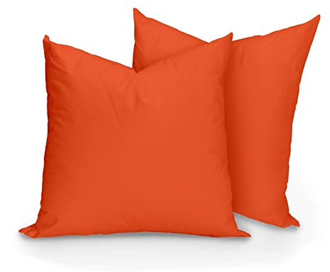 Hans-Textil-Shop 2er Set Kissenbezüge, 100% Baumwolle, Reißverschluss - Kopfkissen, Dekokissen, Couchkissen, Sofakissen (40x40 cm, Orange)