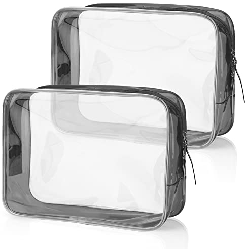 GoldRock 2 Stück Flugzeug Beutel Flüssigkeiten,Wasserdichte Kosmetiktasche Transparent,Schwarz Flüssigkeiten Beutel Handgepäck,Zip Beutel Flugzeug,Kulturbeutel Transparent für Urlaub,Reisen,Badezimmer