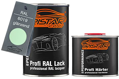 TRISTARcolor RAL 6019 Weissgrün glänzend Lack Dose + Härter 1,5 L | 2K-Set aus Lack + Härter, schnelltrocknend
