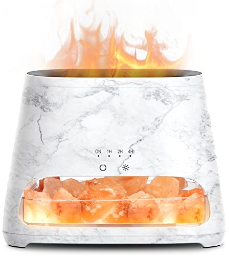 SALKING 2-in-1 Ultrasonic Essential Oil Diffuser & Himalayan Salt Lamp, Aromatherapy Diffuser Cool Mist Humidifier with 3 Brightness, Salt Therapy Lamp, 100% Pure Himalayan Salt Rock, 150ml (Marble)