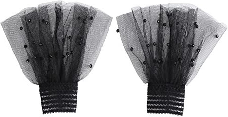 JDYaoYing Manschetten mit gerüschtem Blumenmuster, geschichtete Spitze, Handgelenkmanschetten, schwarz, falsche Ärmel für Damen, Schwarz, J, Einheitsgröße