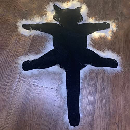 RACKOM Leuchtender gebratener Katzenteppich, dekorativer Fellbesatz, lustige Weihnachtsbeleuchtung, Dekoration, Weihnachtsbeleuchtung, Dekoration für Zuhause, Garten, Terrasse (ohne Licht)