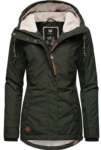 Ragwear Damen warme Winterjacke kurz mit Kapuze Monade Intl Dark Olive22 Gr. 5XL