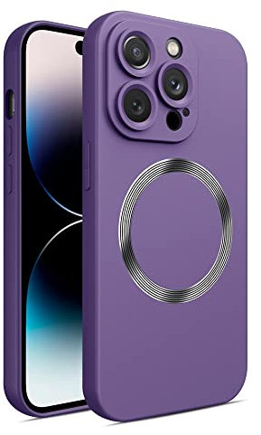 Custodia per telefono estetica magnetica in tinta unita liquida per iPhone 14 13 12 11 Pro Max XR XS X 7 8 Plus SE Custodia per telefono a prova di caduta mini, viola, per iPhone 14 Pro