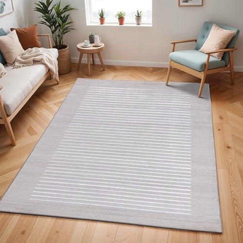 Livabliss Zagora Boho Teppich 120x170 cm – Moderner Wohnzimmerteppich mit geometrischem Muster in Beige, Weiß & Grau – Ideal für Schlafzimmer & Esszimmer