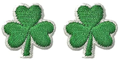 2 X Small Irish Shamrock Embroidery Patch Iron on or Sew on Embroidered Transfer Ireland Flower