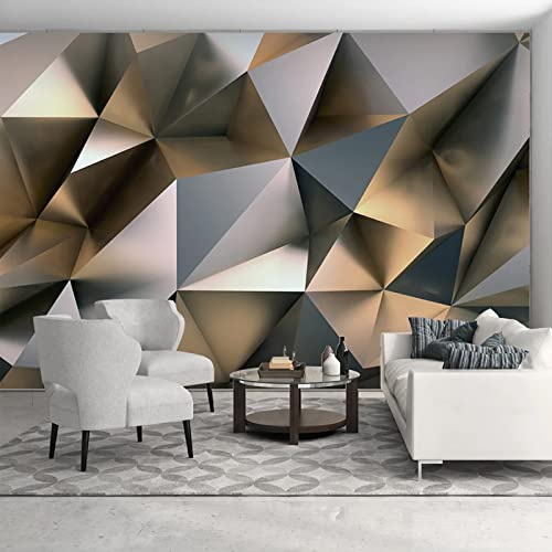 ONESOL Background Wall 3D Wallpaper Stereo Gold Geometric Mural Living Room Bedroom Wall Art Decoration Sticker