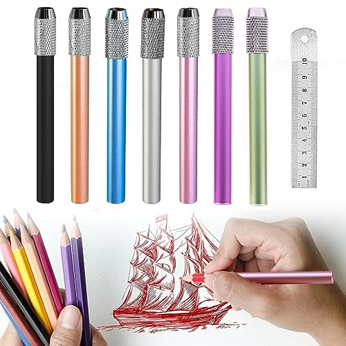 Bavooty Estensori per Matite,Alluminio Matita Extender,Aluminum Pencil Lengthener Extender,Estensore Regolabile Matite (7)