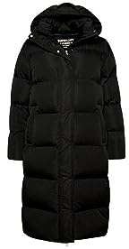 Superdry Damen Lang geschnittener Steppmantel mit Kapuze
