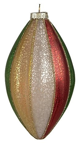 Clayre & Eef Weihnachtskugel Ø 8x15 cm Rot Grün Glas Weihnachtsbaumschmuck