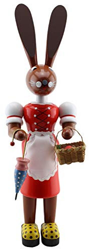 Seiffener Volkskunst Jan Legler | Handgefertigte Osterdekoration Osterhase Hasenfigur Osterfigur | Traditionelle Handarbeit aus dem Erzgebirge | XXL 42 cm | rot