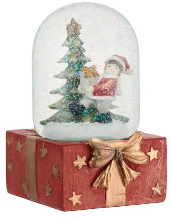 VILLA ITALIA Glas Weihnachtskugel - Weihnachtsmann und Weihnachtsbaum 14 cm - Schnee - Musik - Spielzeug - Weihnachten - Christmas - Schneekugel