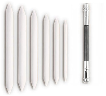 Visxcnu 6 Pièces Estompeur Dessin, Estompe en Papier Dessin Crayon Estompeur Blending Stump Croquis Stylos,avec 1pc Réglable Rallonges de Crayon, pour Artistes Étudiants