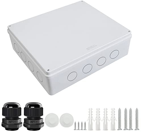 LeMotech Anschlusskasten mit reservierten Löchern ABS Kunststoff Elektrokasten IP65 wasserdichte staubdichte Projektgehäuse für Elektronik Weiß Außengröße 400x350x120mm