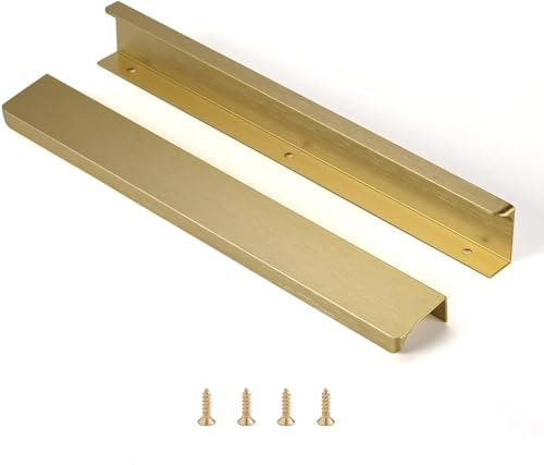 Ndjiloik 10 Stück Versteckter Türgriff Schrankgriffe Möbelgriffe Moderne Küchengriffe Aluminium für Kleiderschrank Tür Schubladen,Golden,Gesamtlänge 250MM