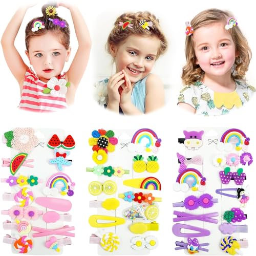 42 Pièces Pince Cheveux pour Filles, Barrettes Enfants, Couleur Barrette Cheveux Petite Pince Cheveux Accessoire pour Bebe Fille Enfant (42pcs Mix)