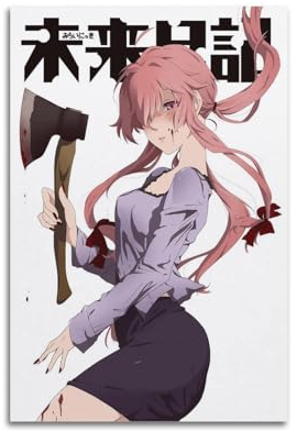 Anime Art The Future Diary Gasai Yuno Filmposter auf Leinwand, Wandkunst, Dekor, Wohnzimmer, Schlafzimmer, Dekoration, Poster, 30 x 45 cm, ungerahmter Stil