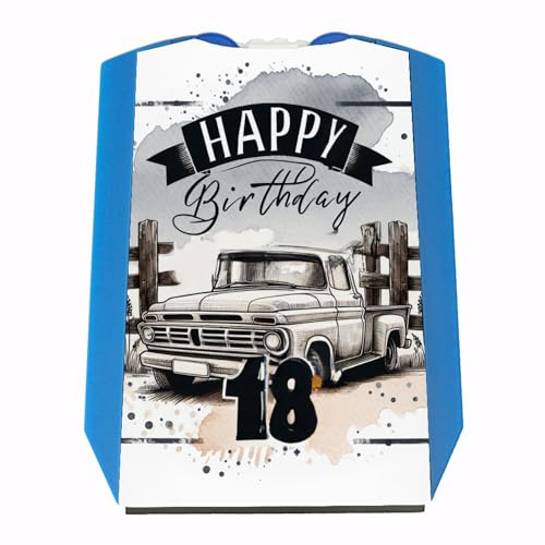 speecheese Parkscheibe Happy Birthday 18 Rustikaler Hintergrund Auto | Vintage-Fahrzeuge Perfekt für die Geburtstag Feier Dekorativer Text für 18-Jährige
