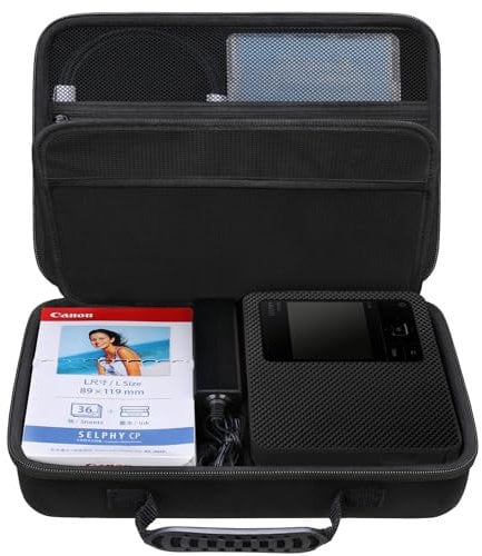 Elonbo Canon Selphy CP1500 Compact Photo Printer Valise Portable Bluetooth Impression Instantanée Sac de Rangement pour Appareil Photo Sac en Filet pour Câble de Papier Photo Zink, Noir