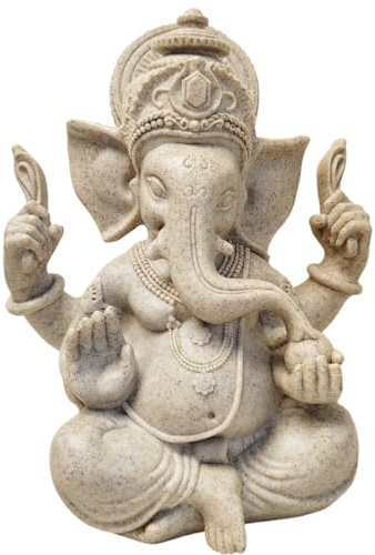 Yahu Lando Lord Ganesha Statue, Diwali Deepavali Puja Geschenk, Hindu-Elefant, Ganpati Idol, Buddha-Stil, Skulptur für Zuhause, Tempel, Mandir, Meditation, Yoga, Raumdekoration, 20 cm (Sandstein)