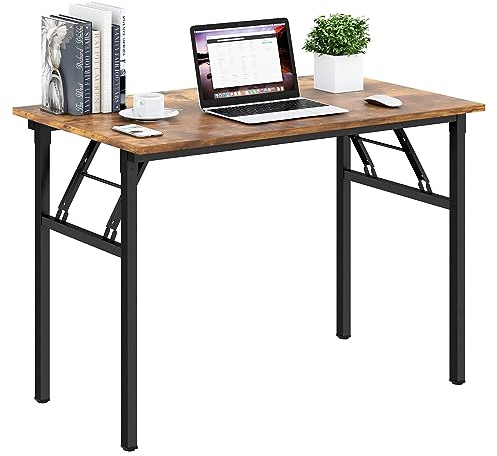 AuraCraft Mesa plegable, escritorio, mesa de ordenador, pequeña, plegable, de madera (negro, 120 x 60 cm)