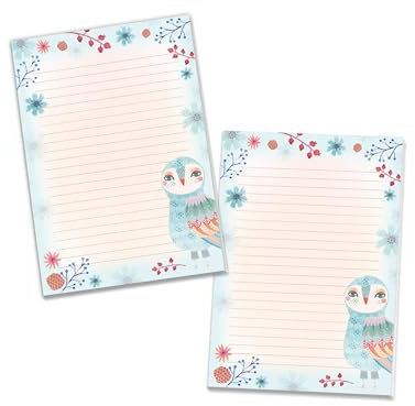 2 Briefblöcke Schulheft Notizblockl Briefpapier für Jungen Mädchen Kinder Eule rosa blau (2 Blöcke A4 mit je 25 Blätter)
