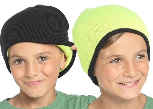 A2Z 4 Kids Boys Hat Plain Reversible Beanies Lightweight Soft Stretchy Fleece Warm Winter Stylish Caps Comfortable for Daily Wear Casual Outdoor Adventure Hats