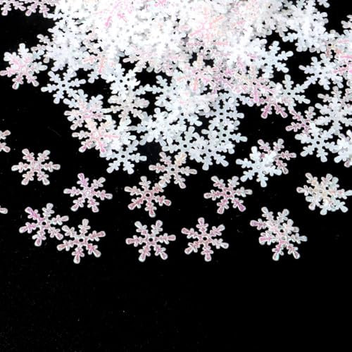 lafo Pack of 600 Snowflakes Decoration Confetti, Schneeflocken Konfetti, Glitzer Streudeko für Weihnachten & Winterdeko, Basteln mit 2 Größen, Eiskönigin Geburtstagsdeko, Kunstschnee Deko(White)