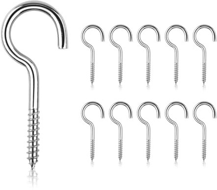 HSYTEK 10 Stück Schraubhaken Edelstahl mit offenem Ösen, M3 x 40 mm Hakenschrauben mit Gewinde, Haken zum Schrauben, Einschraubhaken für Lampen, Pflanzen und Drähte