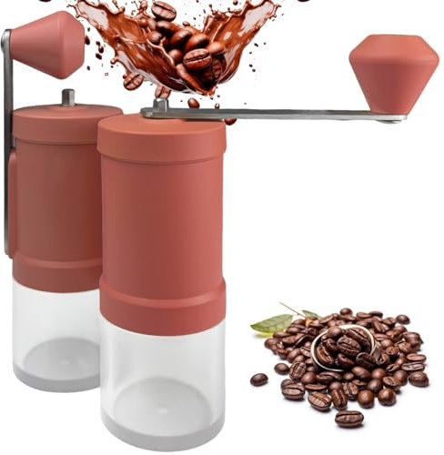 Tragbare manuelle Kaffeemühle, stilvolles Macaron-Farbpaletten-Design (Rosa), konischer Fräser mit einstellbaren Einstellungen für reibungsloses Mahlen, perfekt für Espresso-Enthusiasten zu Hause, im