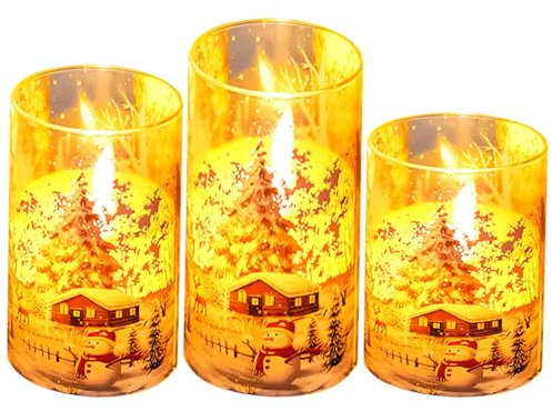 DZAY Adventskranz Kerzen Led Weihnachtskerzen,Weihnachtsdeko Kerzen Weihnachtskerze Led Kerzen,Led Echtwachskerzen Kerze Weihnachten Deko Flammenlose Kerzen mit Weihnachtsmann Aufkleber (02)