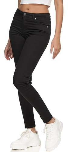 REPUBLIX Damen Mid Waist Skinny-Fit Stretch Denim Jeans Basic RJ-1001 Schwarz 36