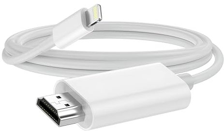 [Apple MFi Certified] Lightning to HDMI Adapter, HDMI Cable for iPhone to TV, 1080P HD Video & Audio Sync Screen Converter, Compatible with iPhone/iPad/iPod to TV/Projector/Monitor (6.6ft,White)