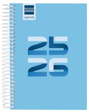 Finocam - Kalender Cool 2025/2026, 1 Tag pro Seite, September 2025 - Juni 2026 (Lehrjahr), Juli und August als Übersicht, Blau, Katalanisch