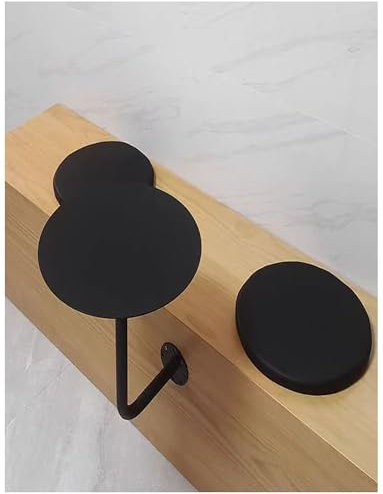 Wall Mounted Bar Table, Wrought Iron Metal Top Small Side Table, L-Type Coffee Table Round Pub Table Mid-Century Dining Table Small Wall Desk for Cafe Office(Black,45X40CM)