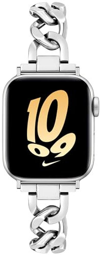 Ocaer Compatible with Apple Watch Straps 46mm 45mm 44mm 49mm 42mm, Chain Metal iWatch Strap for Apple Watch Series 11 10 9 8 7 6 5 4 Ultra SE 3 2 1, Slim iWatch Bracelet Band for Women(Silver)