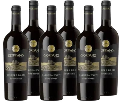 Giordano – Box Barbera d’Asti Superiore DOCG 2020 – Vino Rosso Secco Piemontese Invecchiato, Corposo e Morbido – 6 Bottiglie da 75 cl