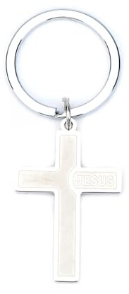Porte-clés simple en forme de croix avec gravure de Jésus, un cadeau pour les croyants religieux, un porte-bonheur pour la protection