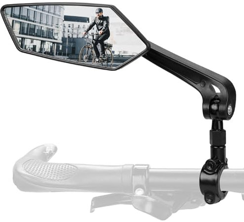 KEMIMOTO Fahrradspiegel für E-bike Links, Universal Rückspiegel Fahrrad mit Lenkerhalterung, 360° Verstellbare Lenkerspiegel für Scooter Roller Moped Rennrad Mountainbike